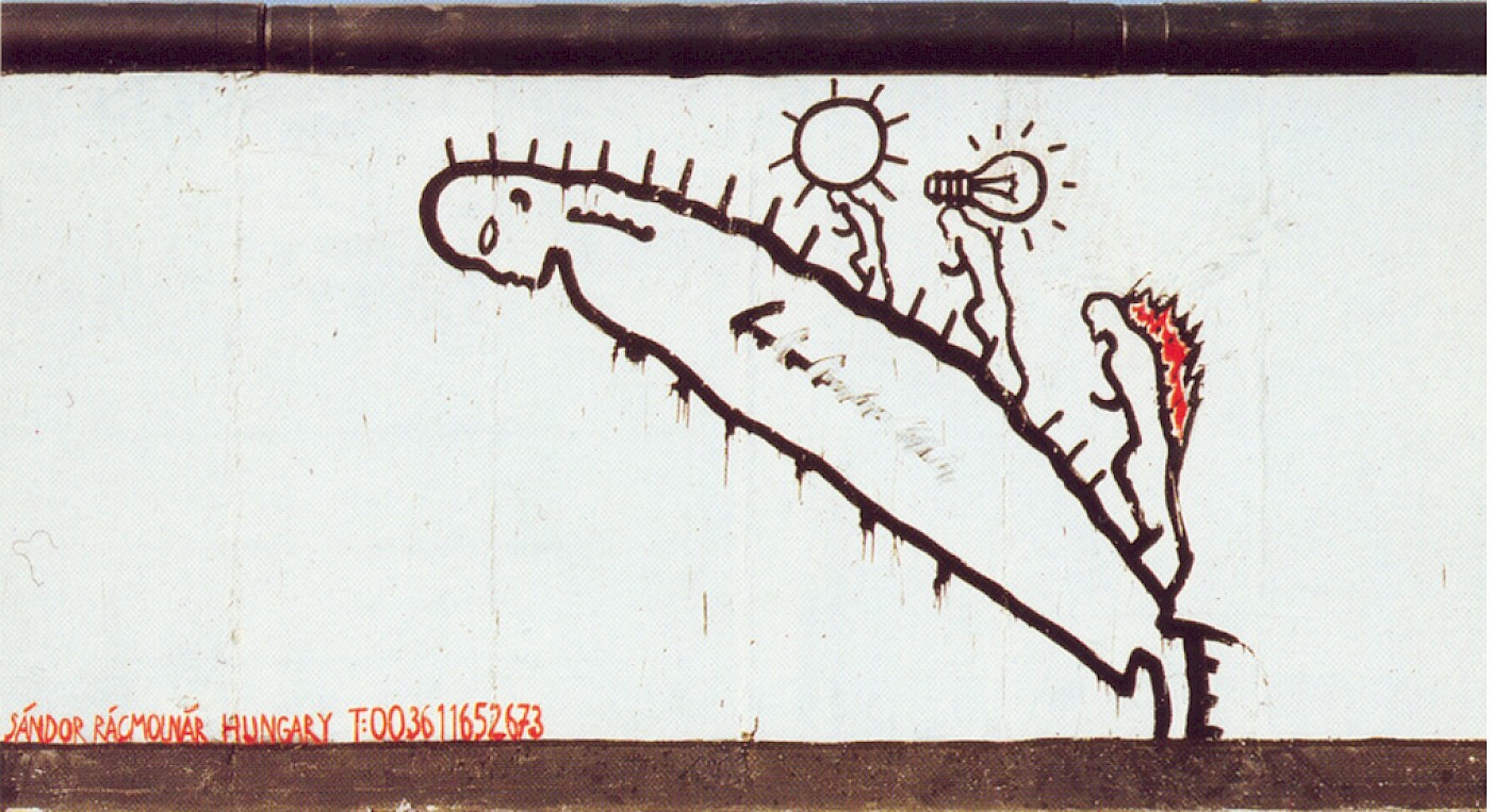 Sándor Rácmolnár, Waiting for a new Prometheus, 1990 © Stiftung Berliner Mauer, Postkarte