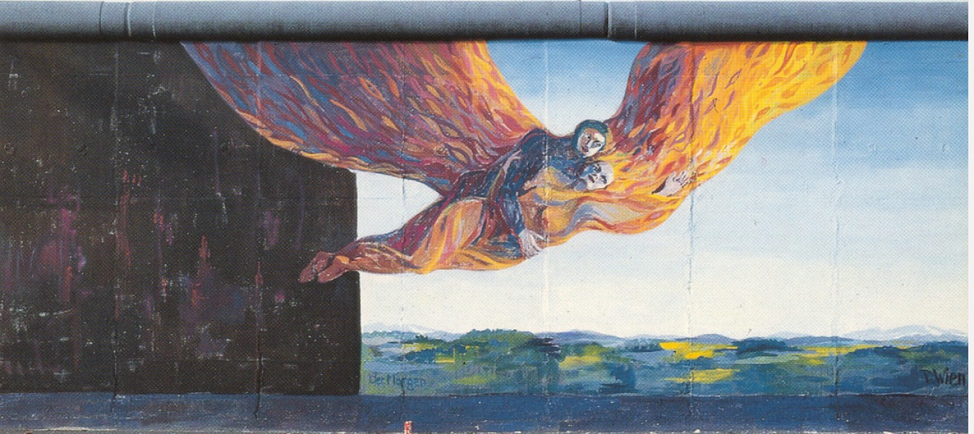 East Side Gallery: Dieter Wien, Der Morgen, 1990 © Stiftung Berliner Mauer, Postkarte