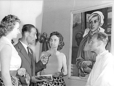Klaus Niethardt (rechts) auf der Kunstausstellung der 2. Arbeiterfestspiele des FDGB, 1960